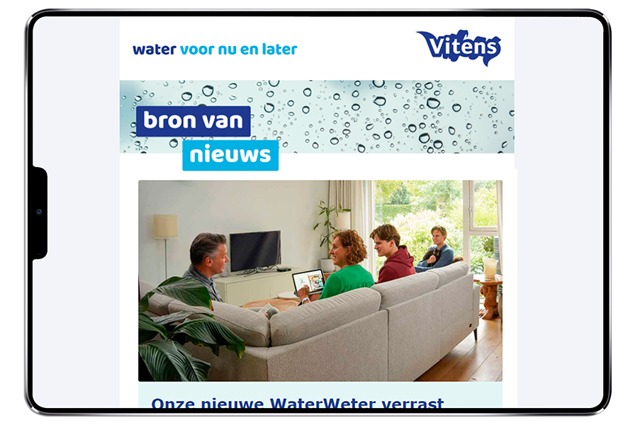 Nieuwsbrief van Vitens op een tablet
